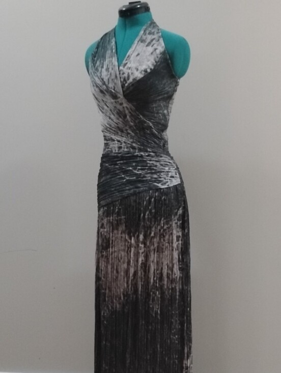 Halston Heritage Dresses & Skirts - Halston Heritage Moss & Grey Pleated Halter Dress